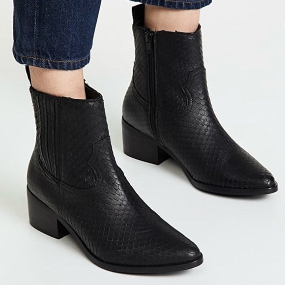 Steven Black Snakeskin Booties - Picture 2 of 10